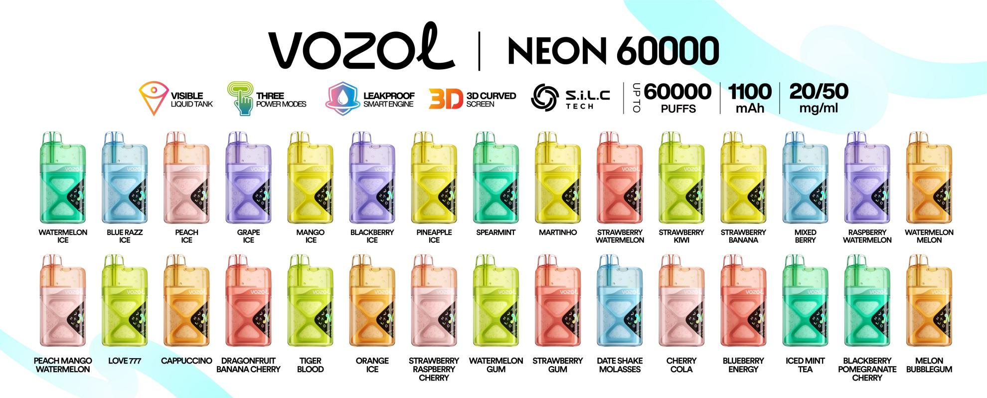 Vozol neon 60000 Puffs | Vaper Store Flavor List of Vozol Neon 60000 Puffs